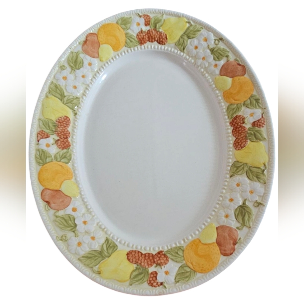 Vintage Metlox 14.5" Serving Platter Della Robbia Fruit Vernon Ware USA 1970's - Picture 2 of 6